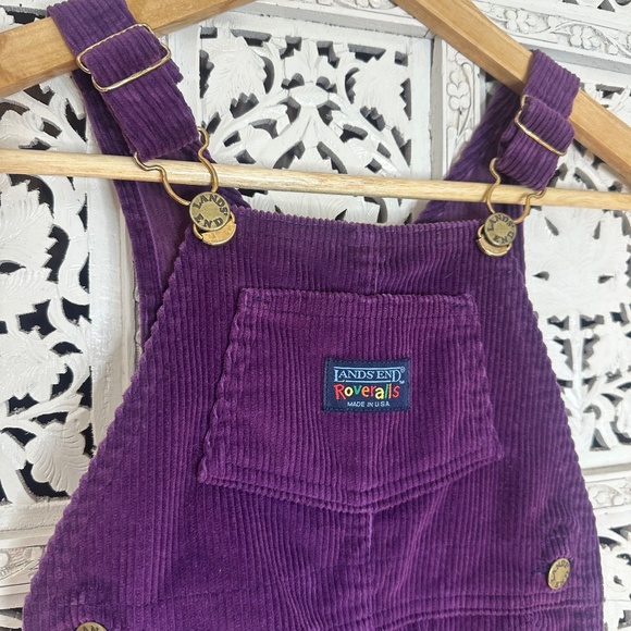 KIDS Vtg Lands End Purple Corduroy Roveralls Overalls Made In USA Sz 4T - Picture 2 of 6